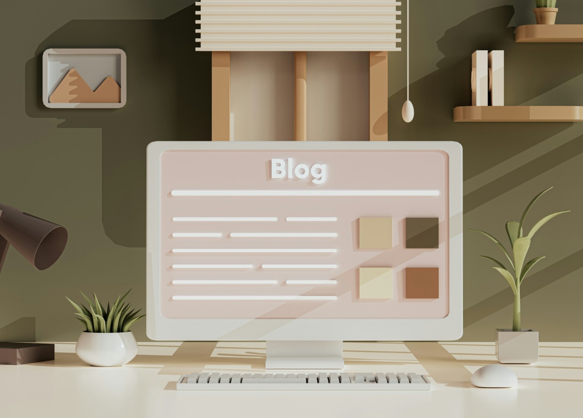 Bildschirm mit Blogbeitrag